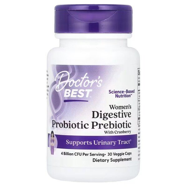 Doctor's Best - Women's Digestive Probiotic Prebiotic With Cranberry - 30 vcaps