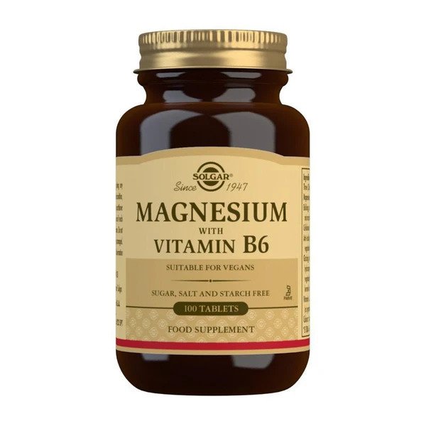 Solgar | Magnesium and B6 Vitamin | Suplemento Alimenticio que Reduce la Fatiga | Con Magnesio y Vitamina B6 | Para Hombre y Mujer | 100 Cápsulas-image