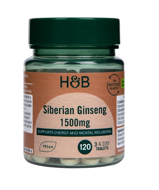 Ginseng Siberiano, 1500mg - 120 tabletas veganas