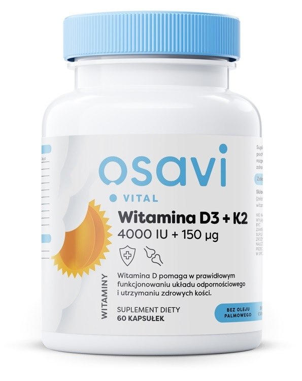 Osavi Oscuro - Vitamina D3 + K2, 4000 Ui + 150 Mcg (60 Cápsulas)