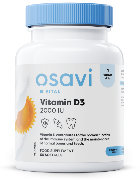 Vitamina D3, 2000IU - 60 cápsulas blandas