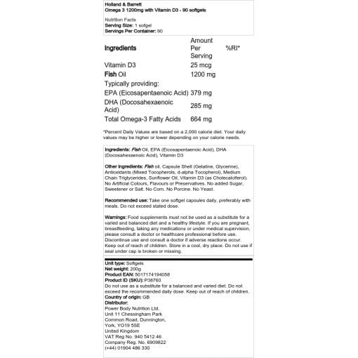 Omega 3 1200mg con vitamina D3 - 90 cápsulas blandas - Imagen 2