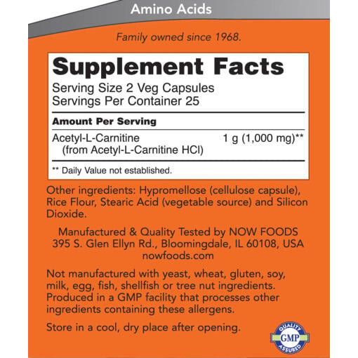 NOW Foods - Acetyl-L-Carnitine 500 mg