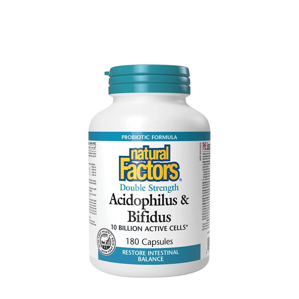 Natural Factors - Acidophilus y Bifidus de Doble Potencia (180 cápsulas)